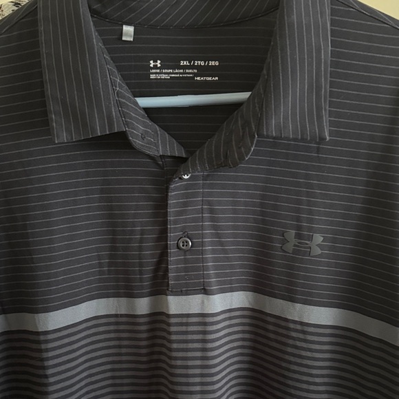 Under Armour Men's Striped Black Polo Shirt 2XL - Picture 4 of 4